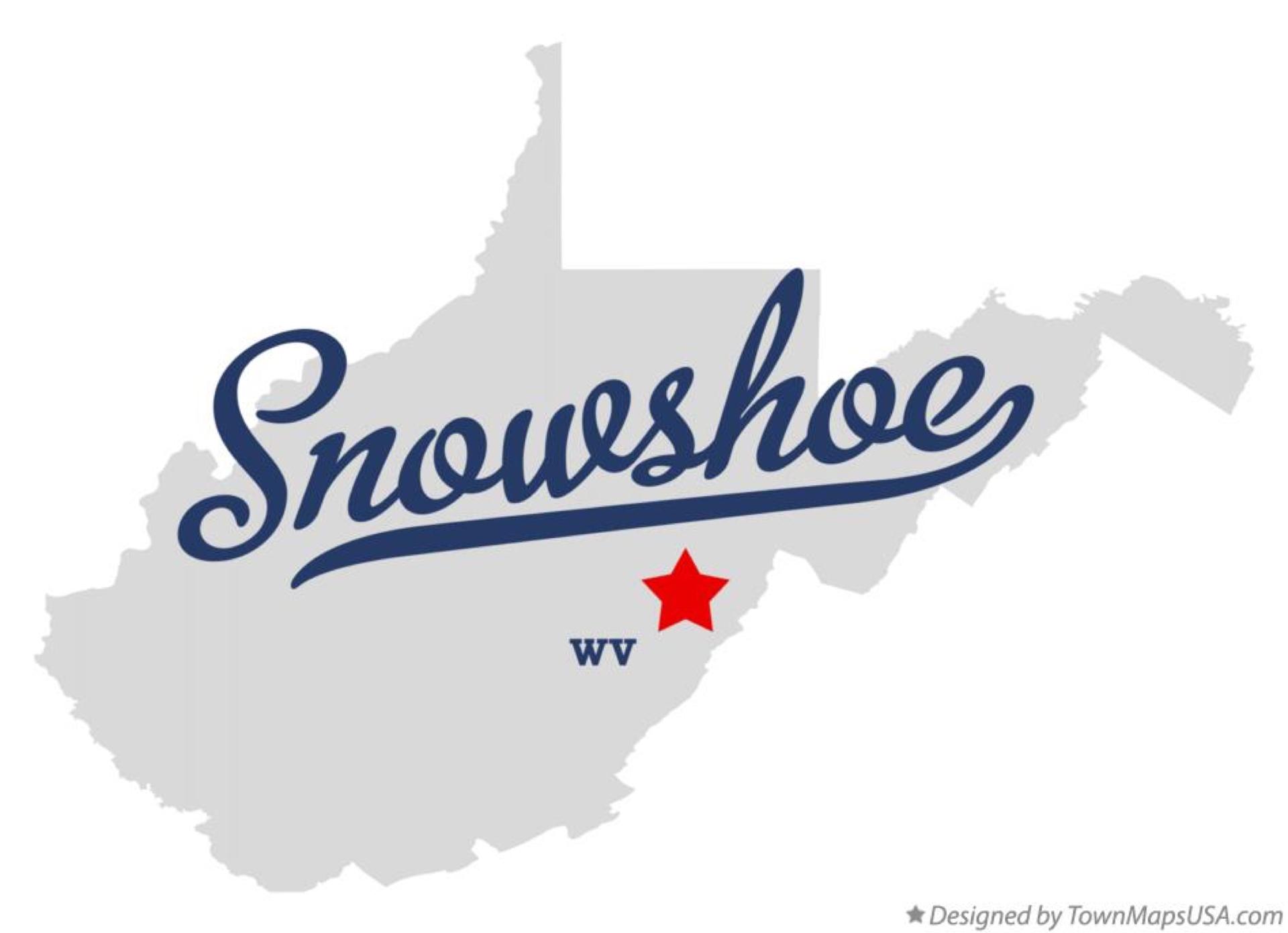 Regional road map of the Snowshoe, WV area