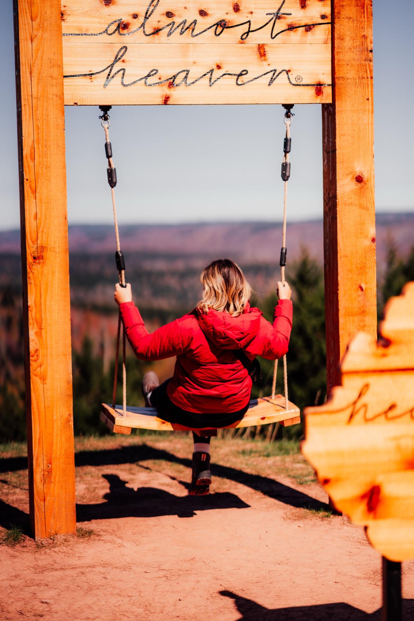 The Almost Heaven swing at the Snowshoe overlook