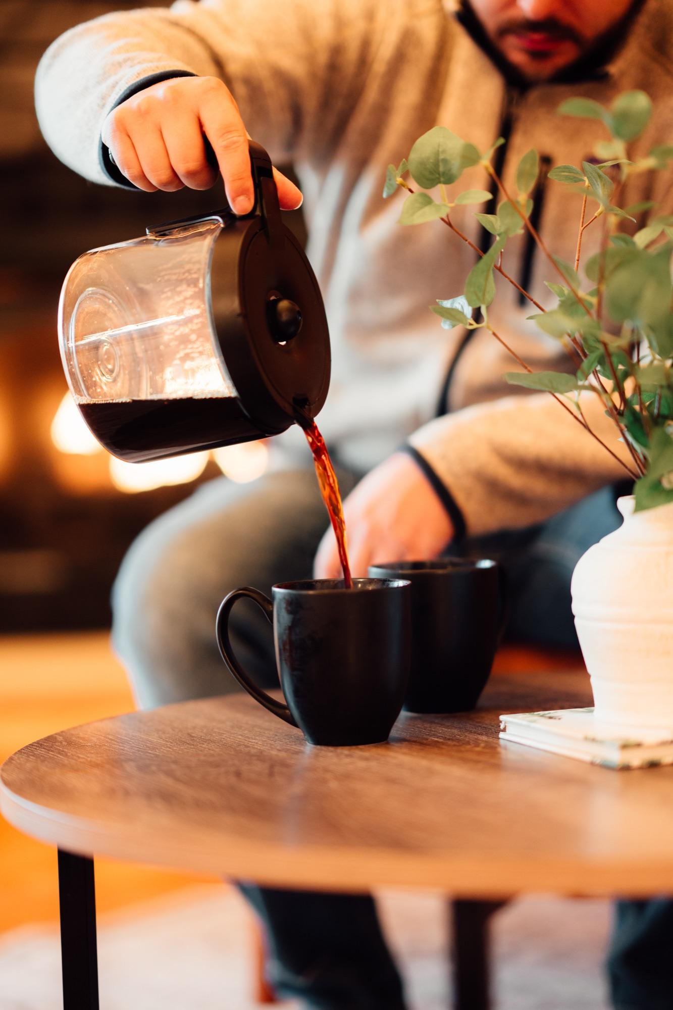 The first coffee of the morning in a Wander Luxe kitchen