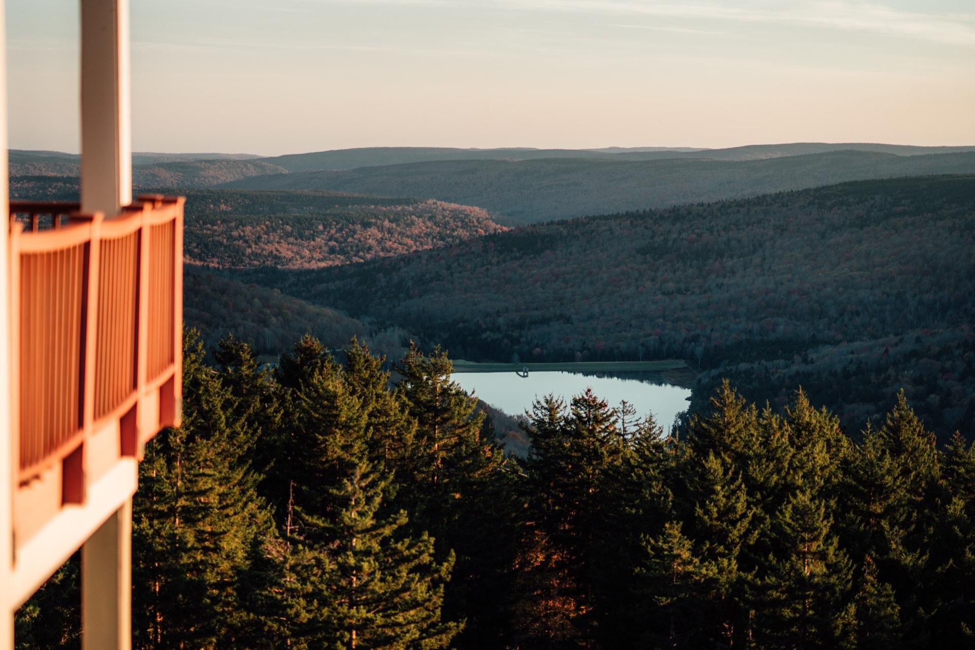 Looking down at Shavers Lake from a Wander Luxe deck