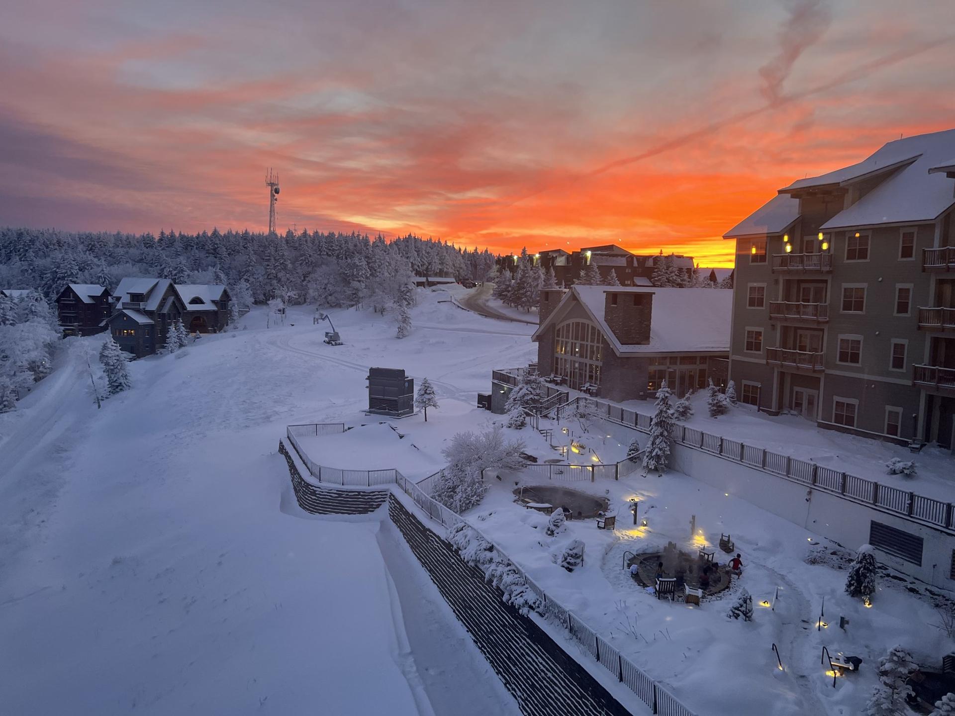 Winter dusk over the village