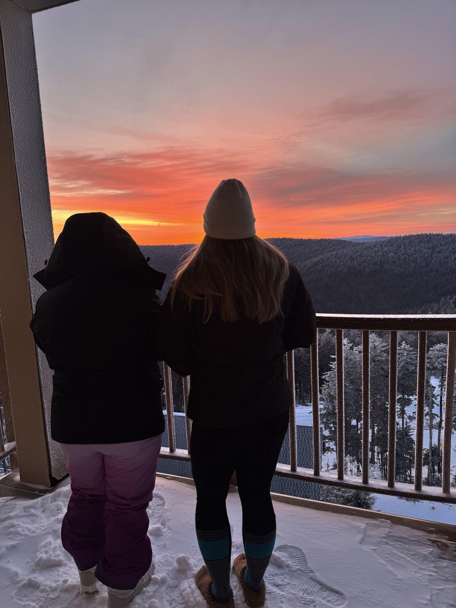 Sunrise in ski gear