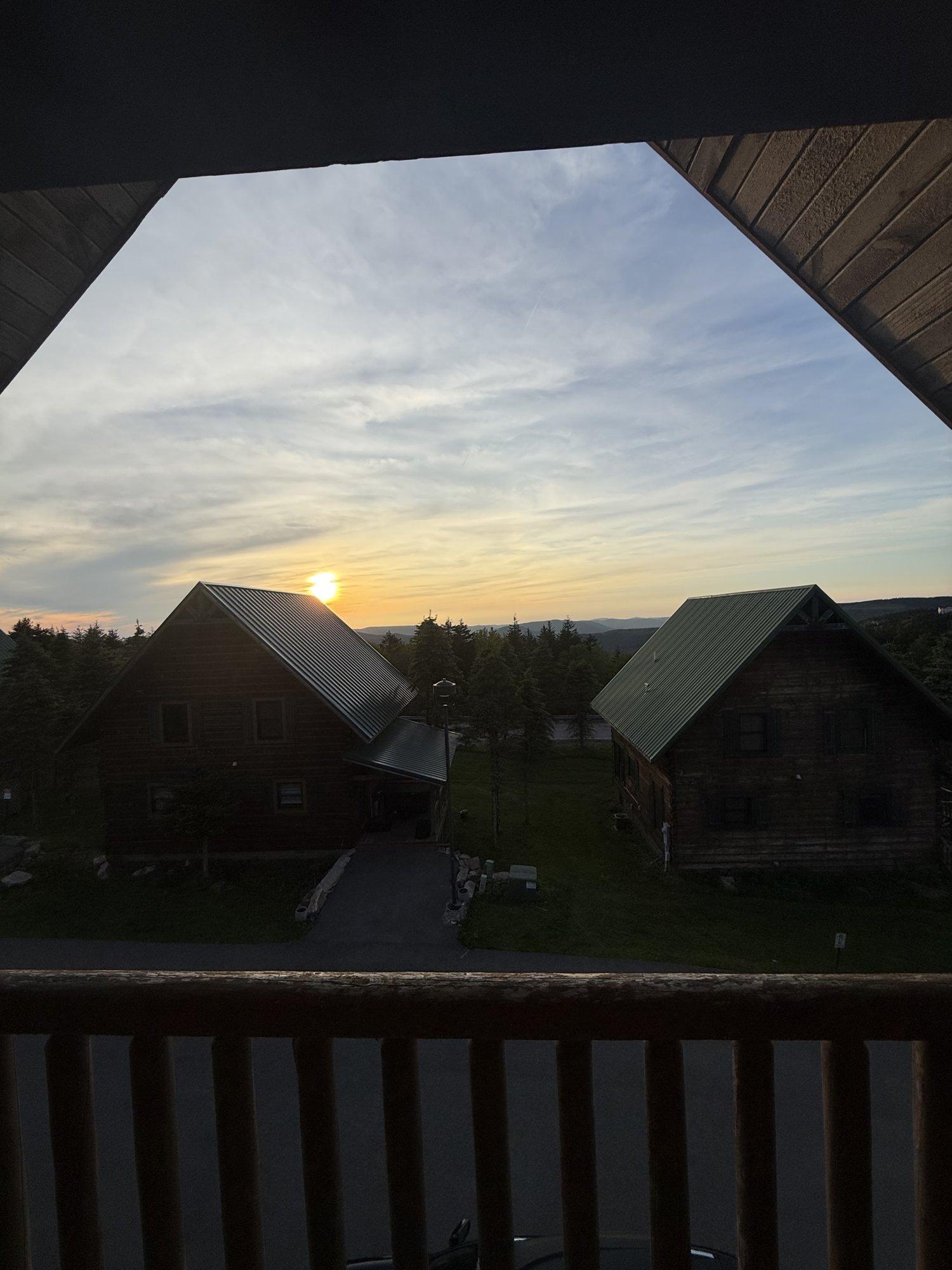 Sunset behind the cabins