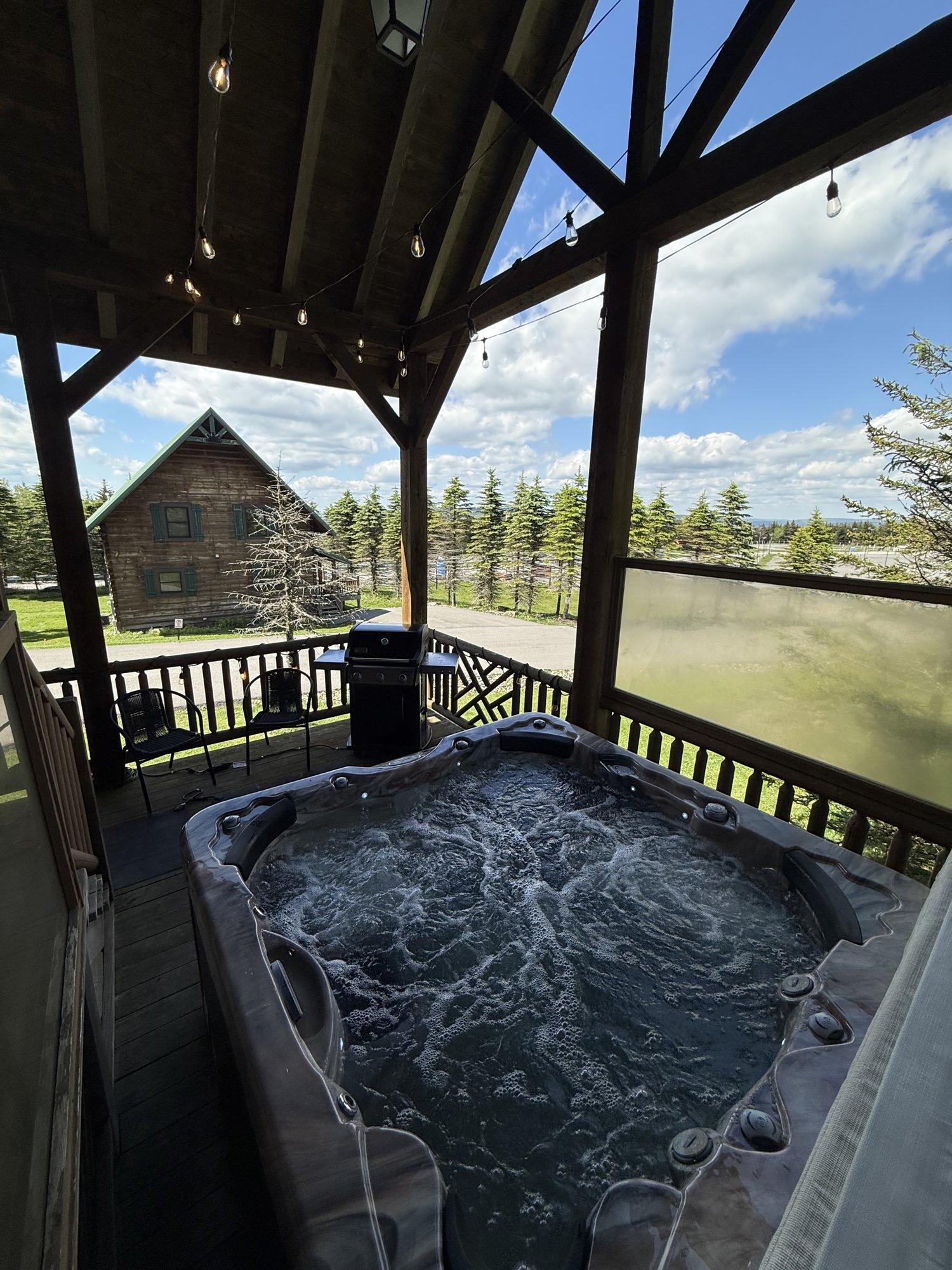 The covered hot tub