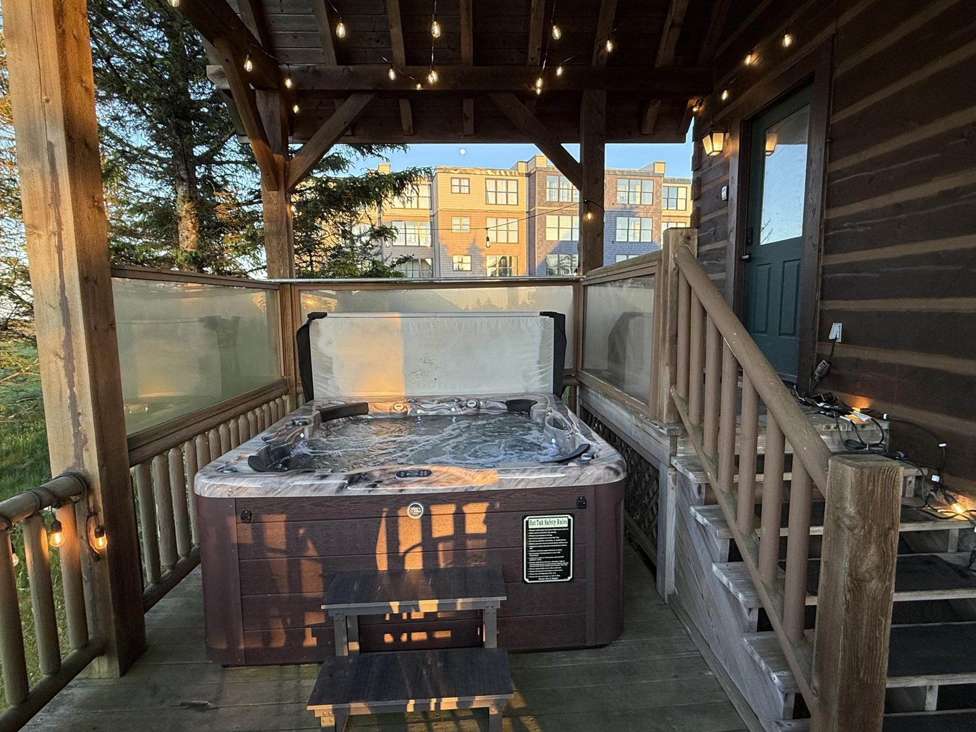 Hot tub at sunset