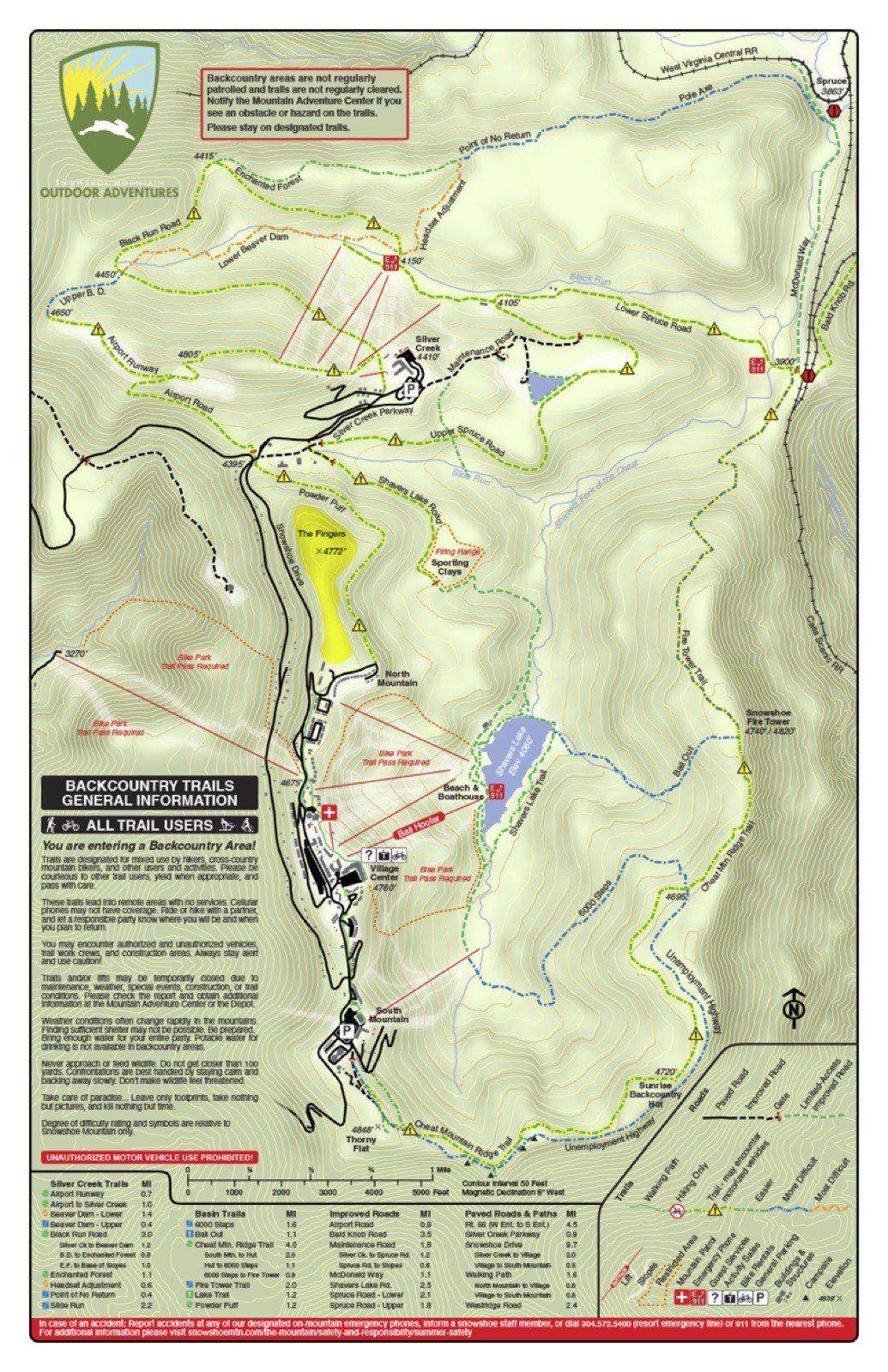 Snowshoe's Backcountry Map