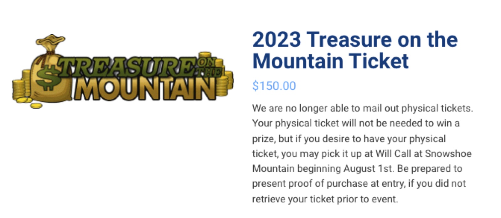 Treasure on the Mountain in Snowshoe Ticket Prices