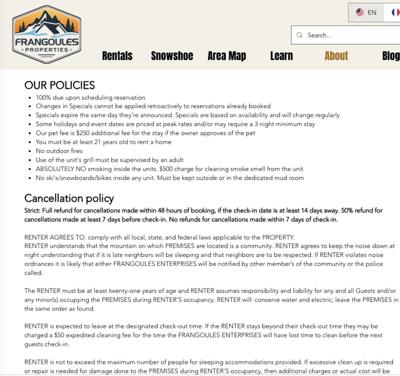 Frangoules Properties Rental Agreement