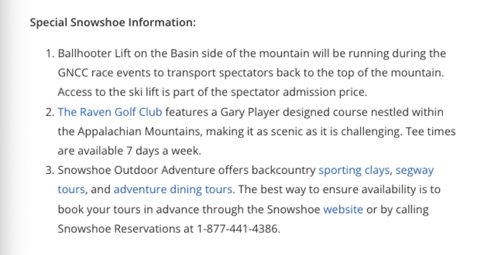Snowshoe rules for GNCC